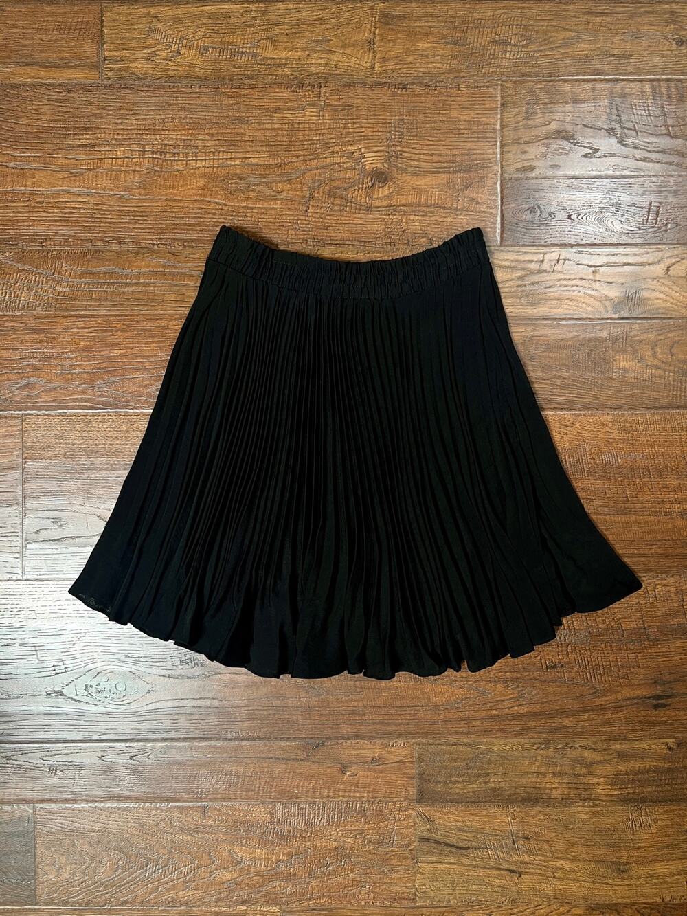 Vintage Riya Rated R Black Pleated Midi Skirt - Accordion Pleat - Size Medium